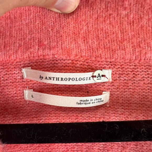 Anthropologie Women's V-Neck Pullover Sweater Pink Size L oversized - Picture 4 of 6